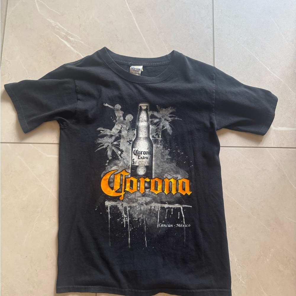 Corona Black Short Sleeve Tee with Vibrant Logo